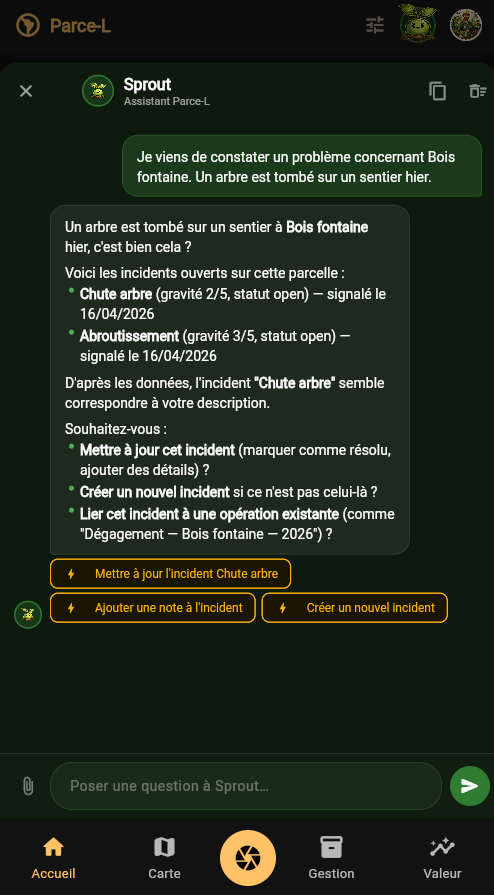 Sprout sur mobile dans Parce-L